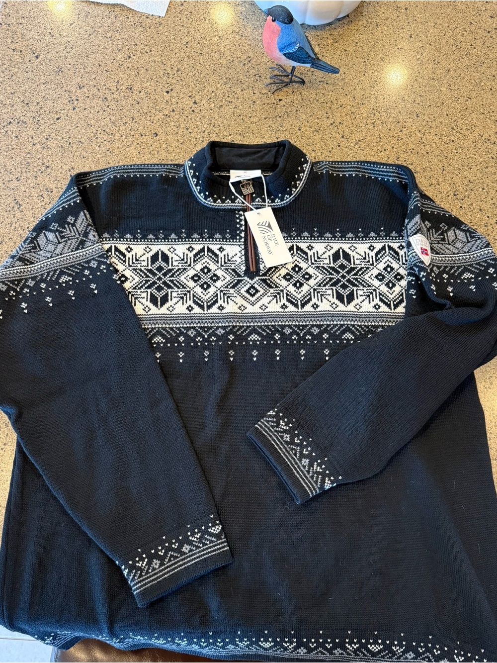 Dale of Norway Navy and White Nordic Zip-Up Sweater
